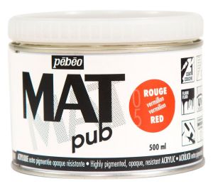 Peinture Acrylique Mat Pub Pébéo - 500ml - Rouge vermillon