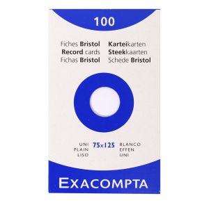 Étui de 100 Fiches Bristol Exacompta - 75x125mm - blanc uni