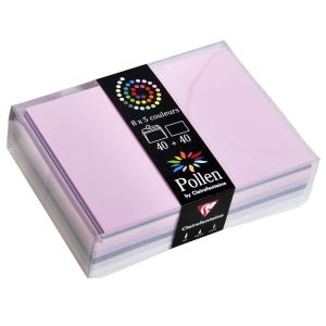 Coffret Pollen : 40 enveloppes 90x140 mm et cartes assorties - printemps