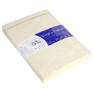 25 Enveloppes Lalo - 114x162 mm - Vergé de France doublées gommées - ivoire