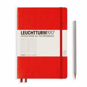 Carnet Leuchtturm rigide - 14,5x21cm - Rouge - Ligné