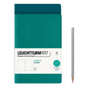 2 Carnets Jottbook Leuchtturm - 14,5x21 cm - Pacific Green et Emeraude - pages blanches