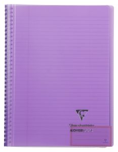 Cahier Clairefontaine Koverbook - A4 - 160 pages - ligné + marge - violet