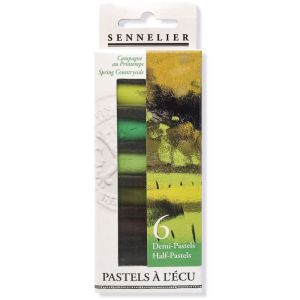 6 Demi-Pastels à l'Écu Sennelier - Campagne au printemps