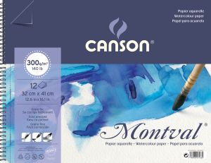Album Papier Aquarelle Canson Montval - 32x41 cm - 12 feuilles - 300g/m²