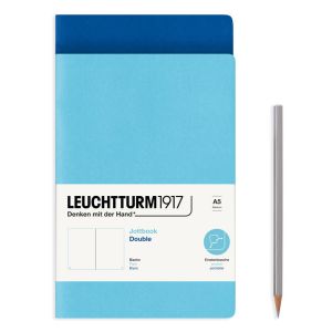 2 Carnets Jottbook Leuchtturm - 14,5x21 cm - Bleu Royal et Ice Blue - pages blanches