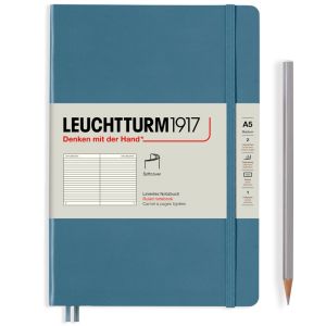 Carnet Leuchtturm souple - 14,5X21 cm - Stone blue - Ligné