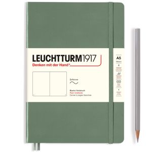 Carnet Leuchtturm souple - 14,5x21cm - olive - pages blanches