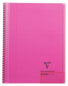 Cahier Clairefontaine Koverbook - A4 - 160 pages - ligné + marge - rose