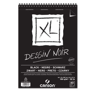 Bloc Papier Dessin Noir XL Canson - A4 - 40 feuilles - 150 g/m²
