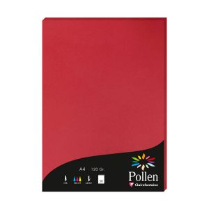Papier Pollen Clairefontaine - 50 feuilles A4 - 120 g - rouge groseille