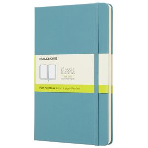 Carnet Moleskine Rigide - 13x21 cm - Pages blanches - Bleu récif