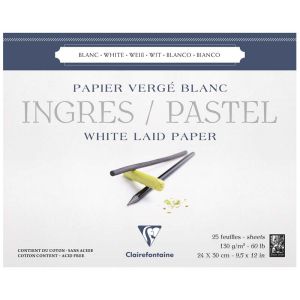 Bloc Papier Pastel Ingres Clairefontaine - 24x30 - 25 feuilles - 130g - blanc