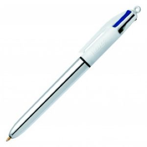 Stylo 4 Couleurs Bic shine argent pointe moyenne