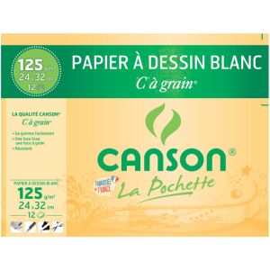 Pochette Papier Canson - Dessin Blanc - 24x32 cm - 10 feuilles - 125g