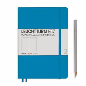 Carnet Leuchtturm rigide - 14,5x21cm - azur - blanc