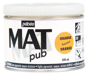 Peinture Acrylique Mat Pub Pébéo - 500ml - Orange fluo