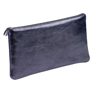 Trousse rectangulaire cuir cuirisé - bleu pétrole