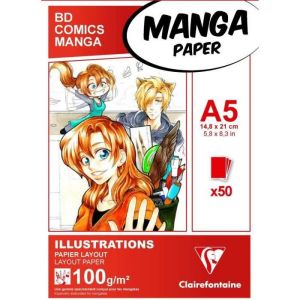 Bloc Papier Manga Layout Clairefontaine - 50 feuilles - 100g - A5