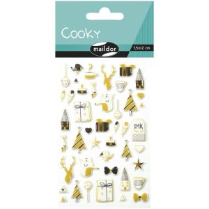 Stickers Noël Cooky Maildor - Déco Noël noir et or