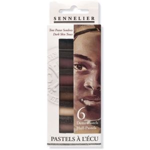 6 Demi-Pastels à l'Écu Sennelier - Tons peaux sombres