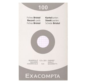 Étui de 100 Fiches Bristol Exacompta - 125x200mm - petits carreaux - blanc