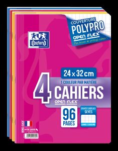 Lot de 4 Cahiers Oxford open flex - 24x32 cm - 96 pages - Séyès