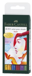 6 Feutres Pinceau Faber-Castell Pitt Artist Pen Brush - tons essentiels