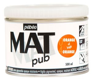 Peinture Acrylique Mat Pub Pébéo - 500ml - Orange vif