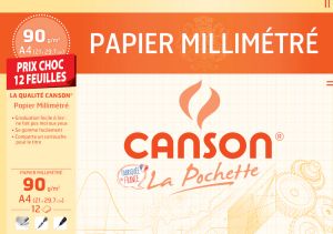 Pochette Papier Millimétré Canson - A4 - 12 feuilles - 90g