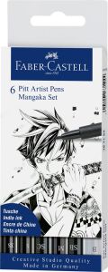 6 Feutres Faber-Castell Pitt Artist Pen - Set Manga noir