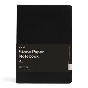 Carnet Papier Pierre Karst - Souple - 14,8x21 cm - Noir - Pages blanches