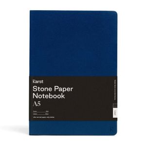 Carnet Papier Pierre Karst - Souple - 14,8x21 cm - Bleu Navy - Ligné