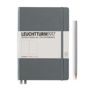 Carnet Leuchtturm rigide - 14,5x21cm - Anthracite - Pages blanches