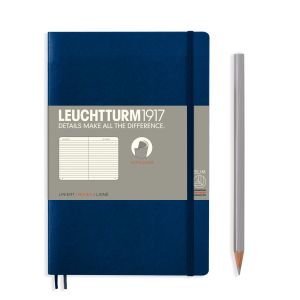 Carnet Leuchtturm souple - 12,5x19cm - Bleu marine - Ligné