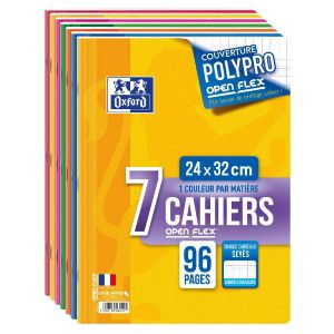 Lot de 7 Cahiers Oxford open flex - 24x32 cm  - 96 pages - Séyès