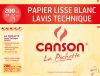 Pochette Papier Canson - Dessin technique lisse blanc - 24x32 cm - 12 feuilles - 200g