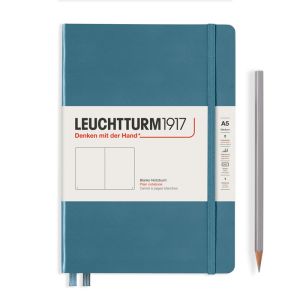 Carnet Leuchtturm rigide - 14,5x21cm - Stone blue - pages blanches