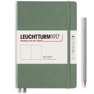 Carnet Leuchtturm rigide - 14,5x21cm - olive - pages blanches