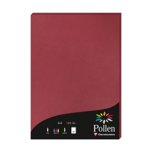 Papier Pollen Clairefontaine - 50 feuilles A4 - 120 g - bordeaux
