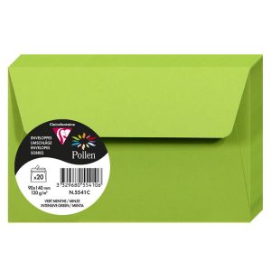 20 Enveloppes Pollen Clairefontaine - 90x140 mm - vert menthe