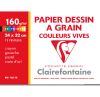 Pochette Papier Dessin Clairefontaine - couleurs vives - 24x32 cm - 12 feuilles - 160g