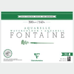 Papier Aquarelle Fontaine - 26x36 cm - Grain torchon - 300g