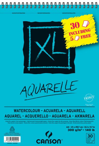 Bloc XL Aquarelle Canson - A4 - 30 feuilles 300g/m²