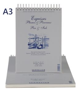 Bloc esquisses plumes et pinceaux Sennelier - A3 (29,7x42cm) - 100 feuilles - 100g/m²