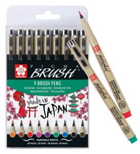 9 Feutres Pinceau Sakura Pigma Brush