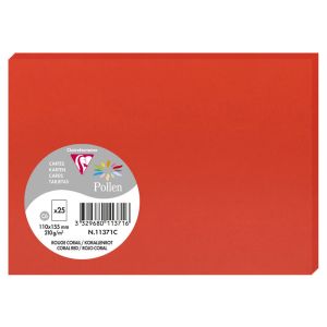 25 Cartes Pollen Clairefontaine - 110x155 mm - rouge corail
