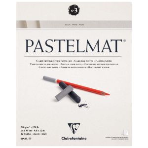 Bloc Papier Pastel Pastelmat Clairefontaine - 24x30 - 12 feuilles - 360g - blanc