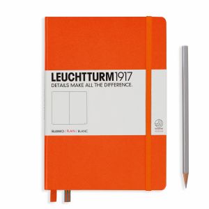 Carnet Leuchtturm rigide - 14,5x21cm - orange - blanc 