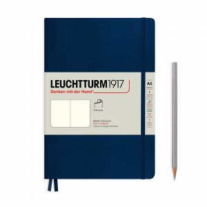 Carnet Leuchtturm souple - 14,5x21cm - Bleu Marine - pages blanches